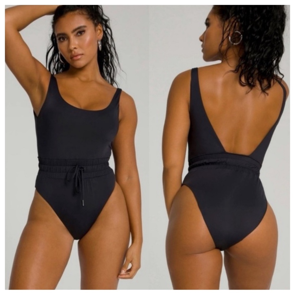 NWT! GOOD AMERICAN boxer one piece swim suit black